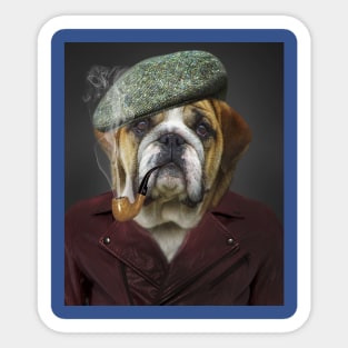 Senior Pug Smoking Pipe Funny Portrait Sticker